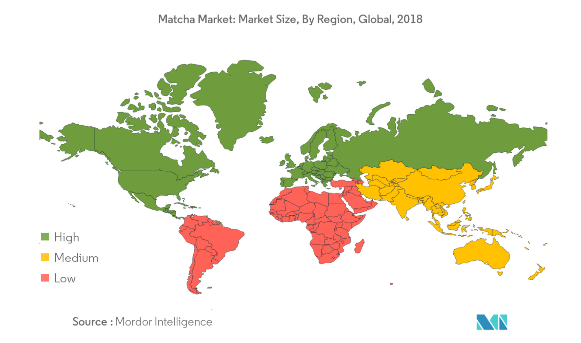 Consommation de thé matcha par pays